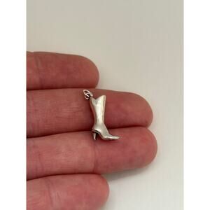 Sterling Silver Oxidized 3D High Heel Boot Charm